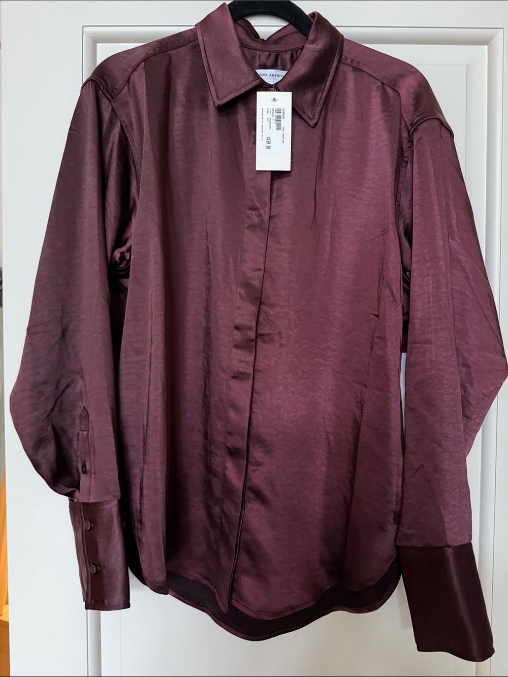 Good American Satin Blouse - Burgundy Plum